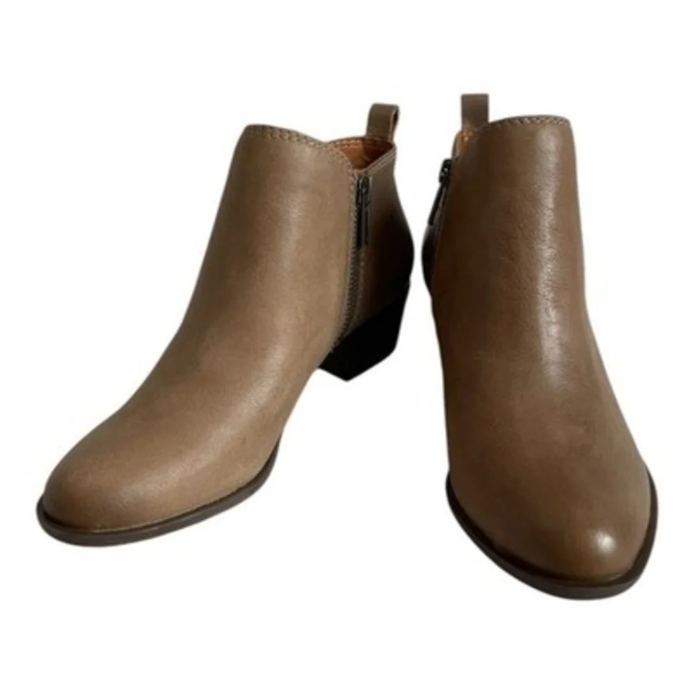 Lucky Brand Women's Basel Leather Ankle Booties 5.5 (EU 36) Tan Toffee NIB